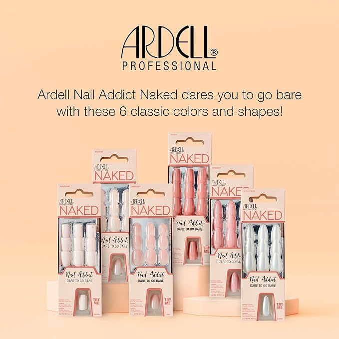 Ardell Nail Addict Naked Seductress, Press On Nails, Medium Almond Shape, Nail Kit, 1-Pack