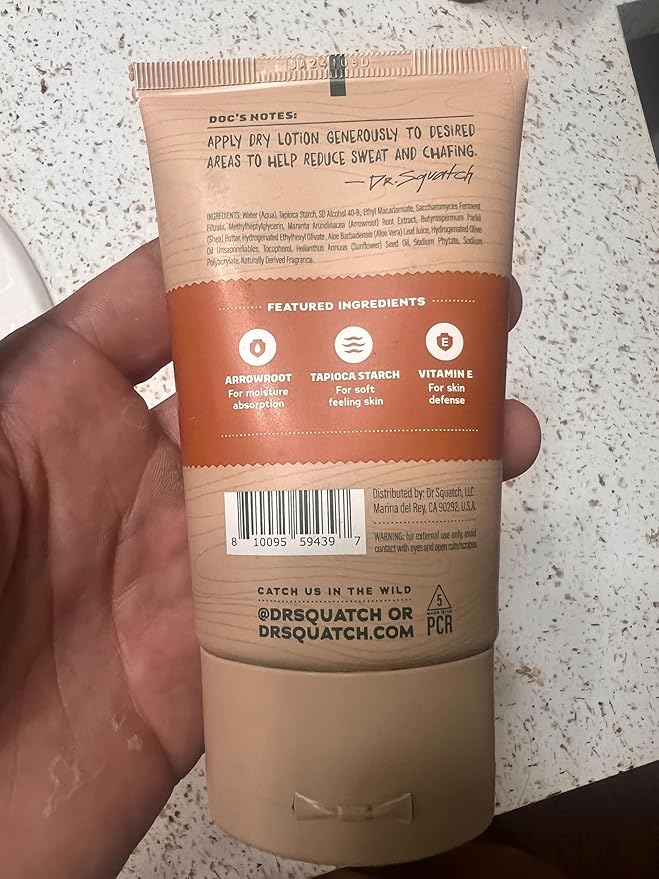 Dr. Squatch Ball Barrier Dry Lotion, No Mess Body Powder Lotion for Men, Made With Natural Ingredients - 2-Pack Wood Barrel Bourbon