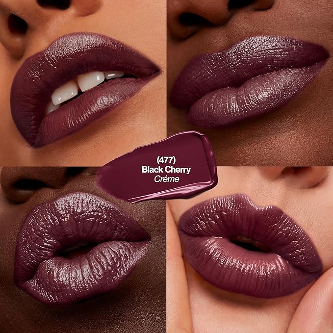 Revlon Super Lustrous Lipstick, Creamy Formula For Soft, Fuller-Looking Lips, Moisturized Feel, 477 Black Cherry, 0.15 oz