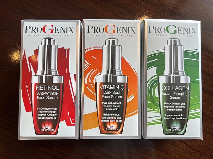 Professional Skin Care Set. Anti-aging Serum Set Contains Collagen Serum, Retinol Serum, Vitamin C Serum. Helps W/Appearance Of Wrinkles, Plump Skin, & Brighten Skin, 1 Fl Oz (3-Pack)