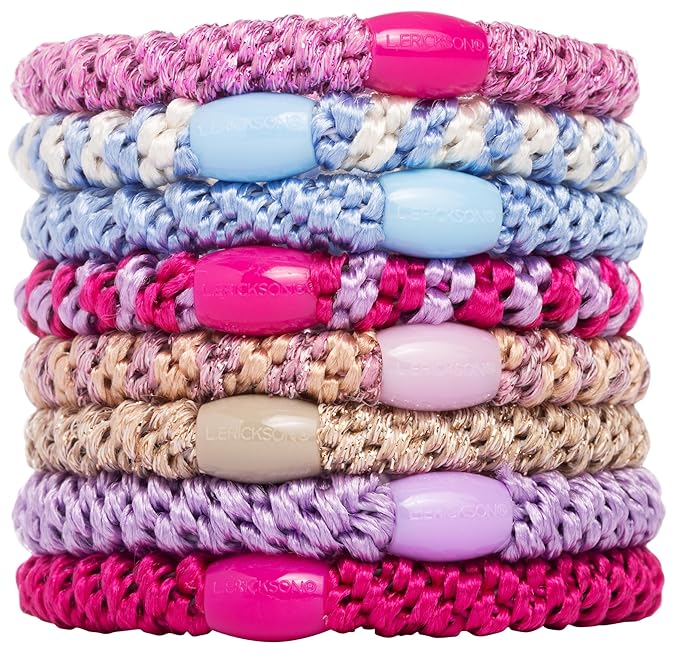 L. Erickson Grab & Go Pony - Prim Pastel - 8 Pack Ponytail Holder Hair Ties - Mixed Pastels