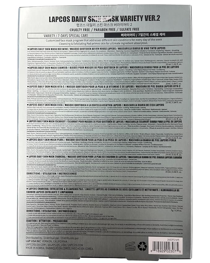 Lapcos daily sheet mask variety