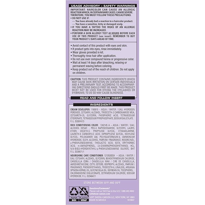 SoftSheen-Carson Dark and Lovely Fade Resist Rich Conditioning Hair Color, Permanent Hair Color, Up To 100 percent Gray Coverage, Brilliant Shine with Argan Oil and Vitamin E, Hazelnut, 2 Count