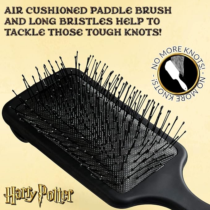 Official Harry Potter Hair Brush, Detangler for Girls, Gifts for Fans (Black)