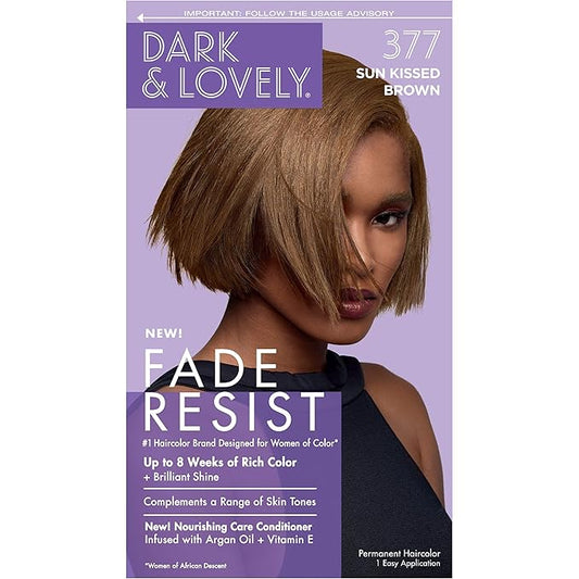 SoftSheen-Carson Dark and Lovely Fade Resist Rich Conditioning Hair Color, Permanent Hair Color, Up To 100 percent Gray Coverage, Brilliant Shine with Argan Oil and Vitamin E, Sun Kissed Brown