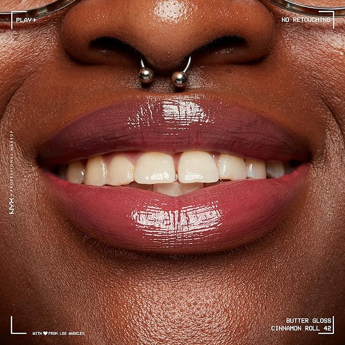 NYX PROFESSIONAL MAKEUP Butter Gloss, Non-Sticky Lip Gloss - Cinnamon Roll (Dusty Nude Mauve)