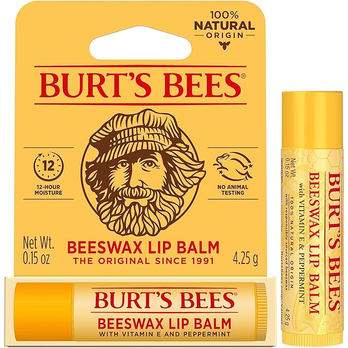 Burt's Bees Lip Balm, Lip Moisturizer With Responsibly Sourced Beeswax, with Vitamin E & Peppermint Oil, Natural Origin Moisturizing Care, 1 Tube, 0.15 oz.