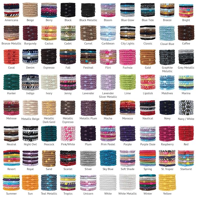 L. Erickson Grab & Go Pony - Royal - 8 Pack Ponytail Holder Hair Ties - Mixed Purples