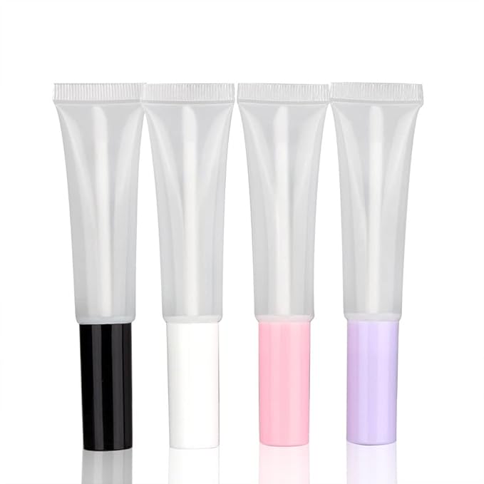 COSIDEA 50 pack Empty Black 15ml Squeeze lip gloss tubes with wand 0.5oz soft lipgloss container chapstick containers empty tube