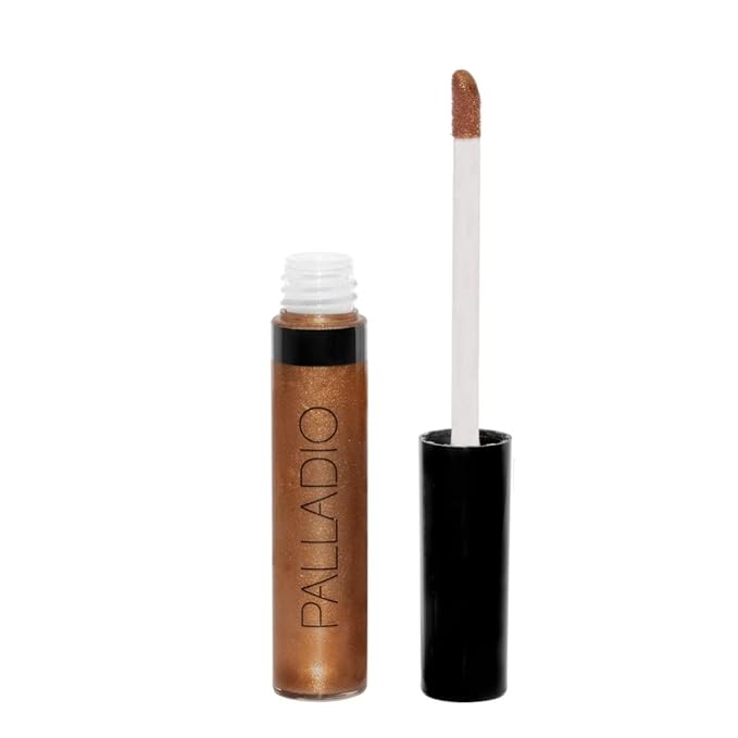 Palladio Lip Gloss, Non-Sticky Lip Gloss, Contains Vitamin E and Aloe, Offers Intense Color and Moisturization, Minimizes Lip Wrinkles, Softens Lips with Beautiful Shiny Finish, Sheer Bronze