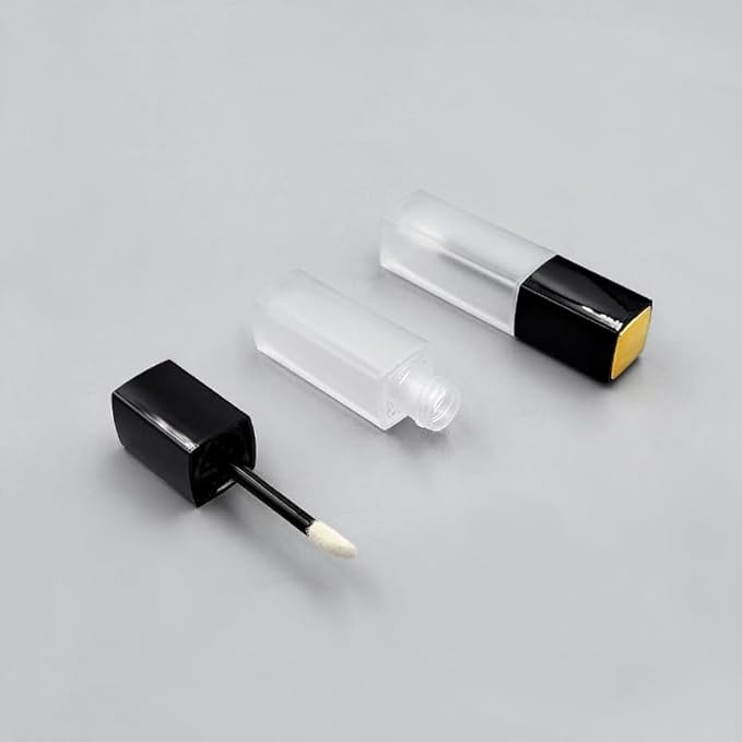 3 Pcs 5ml Frosted Glass Lip Gloss Tubes Refillable Square Lip Glaze Containers with Wands and Stoppers Mini Lip Balm Bottles Vials for DIY Makeup Travel