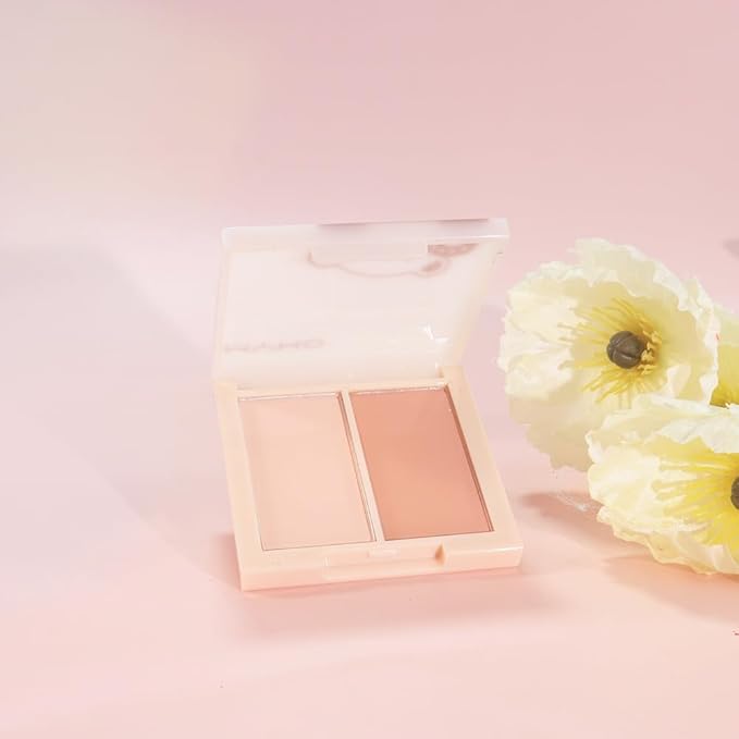 Dual Matte Powder Blush Palette – Nude Beige & Light Brown – Matte Natural Blush for Women, Buildable & Long Lasting Face Blush Makeup, Lightweight Vegan Cheek Blush for All Skin Tones 03#