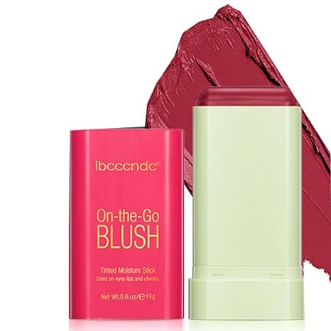 Cream Red Blush Stick,Multi-Use Makeup Milk Blush Stick,Long