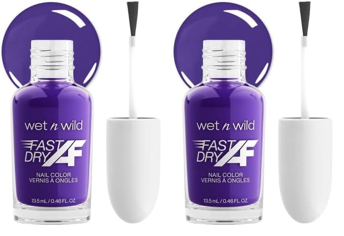 wet n wild Fast Dry AF Nail Polish Color, Purple Married Into Royalty | Quick Drying - 40 Seconds | Long Lasting - 5 Days, Shine (Pack of 2)