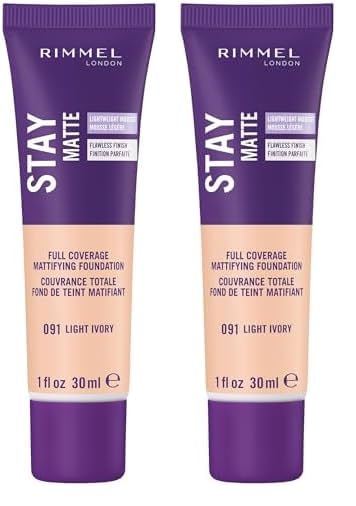 Rimmel Stay Matte Foundation, Ivory, 1 Fluid Ounce of 2)