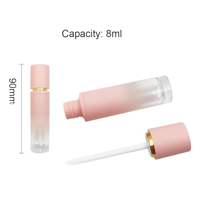 5 Pcs Gradient Pink Lip Gloss Tubes 8ml Empty Refillable Plastic Lip Gloss Containers with Wand Applicators for DIY Lip Gloss Lipstick