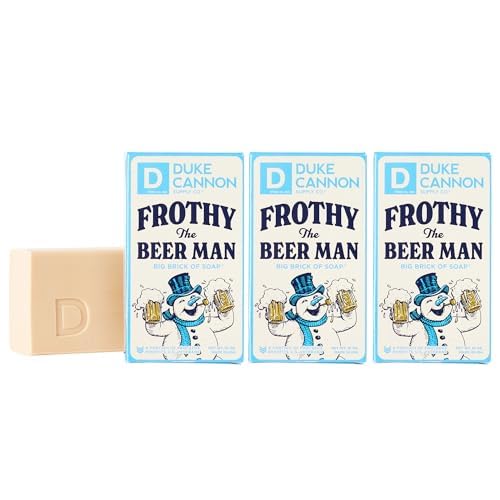 Duke Cannon Supply Co. Big Brick of Soap Bar for Men Holiday Edition - Frothy the Beer Man (Woodsy Sandalwood Scent), 10 oz. (3 Pack)