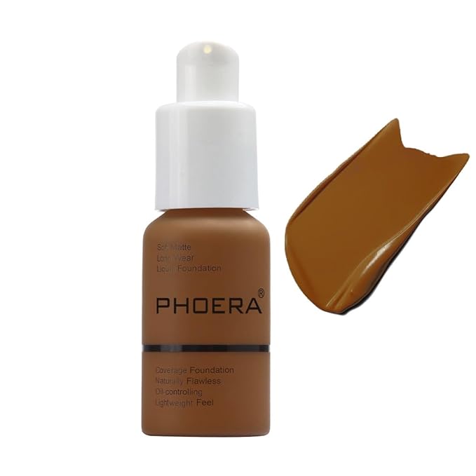 PHOERA Foundation, Long-Lasting Waterproof Oil Full Coverage Flawless Foundation.(1pcs-112# Toffee)