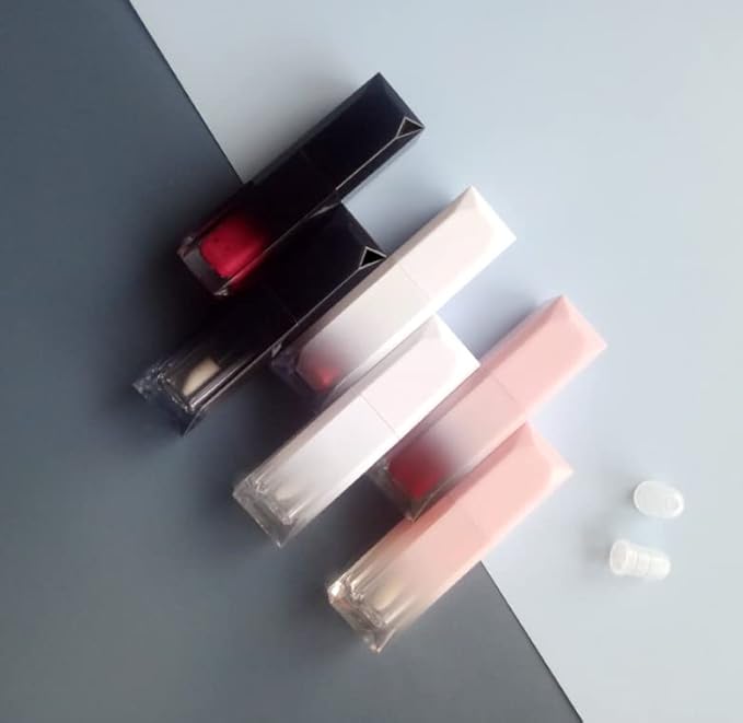 HLLMX 3PCS 5ml Lip Gloss Tube Plastic Vials Empty Refillable Lip Balm Bottles Container Lip Glaze Tube DIY Makeup Liquid Lipstick Bottle Container Red Lids Cosmetic Tube for Women Girl