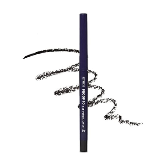 ETUDE Proof 10 Gel Pencil Liner 0.3g (#1 Black) | Creamy Gel Texture Eyeliner with Wearable Shades to Create Precise Line Eye Makeup without Efforts, Korean Makeup, Perfect for Gift
