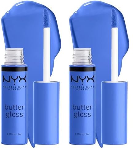 NYX PROFESSIONAL MAKEUP Butter Gloss, Non-Sticky Lip Gloss - Blueberry Tart (Periwinkle Blue) (Pack of 2)