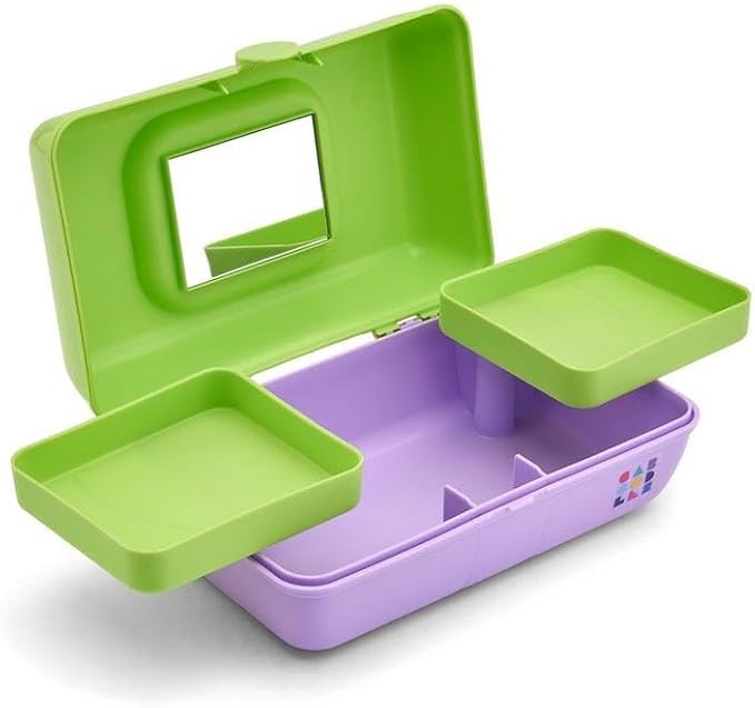 Caboodles Pretty in Petite Makeup Box, Hard Plastic Organizer Box, 2 Swivel Trays, Fashion Mirror, Secure Latch for Safe Travel