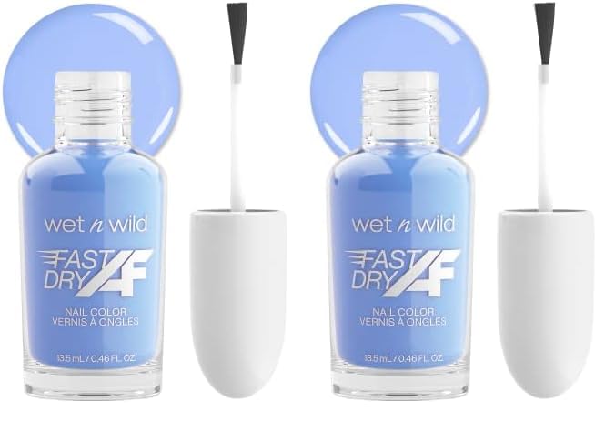 wet n wild Fast Dry AF Nail Polish Color, Baby Blue Sin-derella | Quick Drying - 40 Seconds | Long Lasting - 5 Days, Shine (Pack of 2)