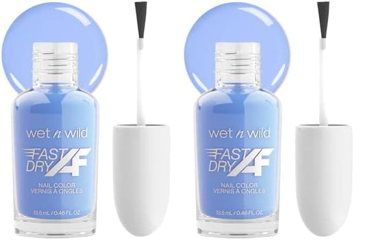 wet n wild Fast Dry AF Nail Polish Color, Baby Blue Sin-derella | Quick Drying - 40 Seconds | Long Lasting - 5 Days, Shine (Pack of 2)