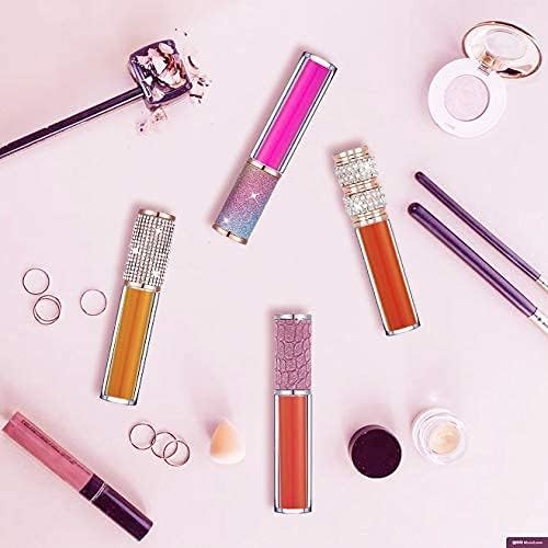 AMORIX 6pcs Lip Gloss Tubes with Wand 5ml Empty Rhinestone Lip Gloss Containers Lipgloss Bottles Crystal Lipgloss Supplies Kit with Syringe