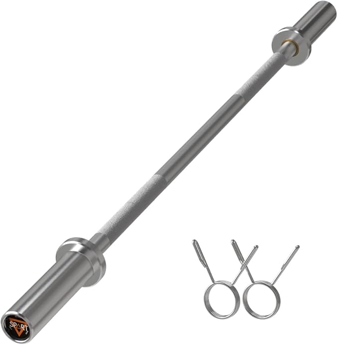 4FT Olympic Barbell Bar 47Inch Straight 2 Collars, 500Lbs Capacity 2 Inch