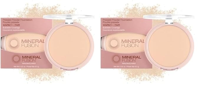 Mineral Fusion Pressed Powder Foundation, Warm 1-0.32oz ea (Pack of 2)