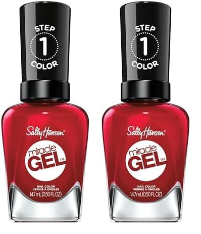 Sally Hansen Miracle Gel Nail Polish, Shade Rhapsody Red 449 (Packaging May Vary) (Pack of 2)