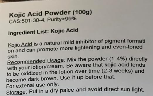 Kojic Acid Powder, Pure 99.5%, Natural, , 3.6oz 100g