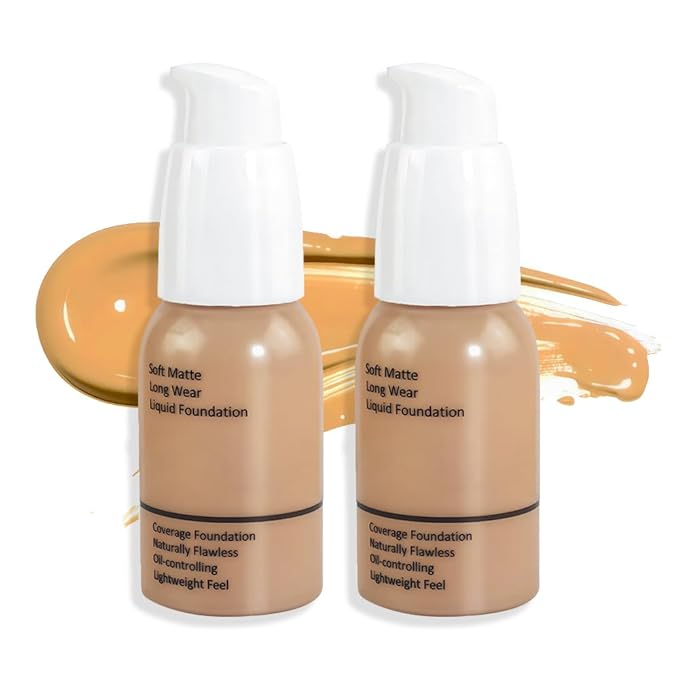 2Pcs Matte Liquid Full Coverage Foundation, Flawless Soft of 2)