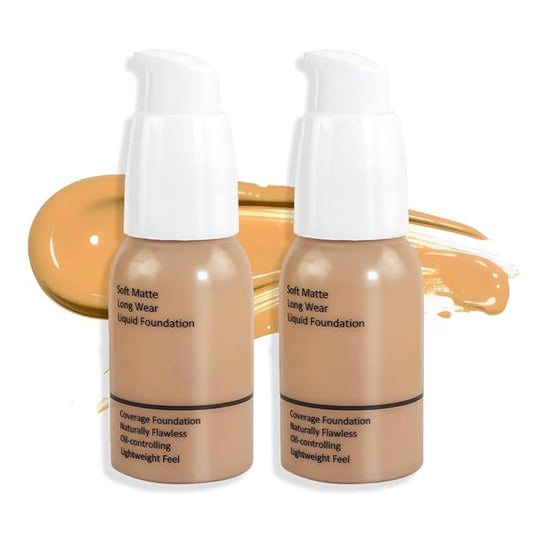 2Pcs Matte Liquid Full Coverage Foundation, Flawless Soft of 2)
