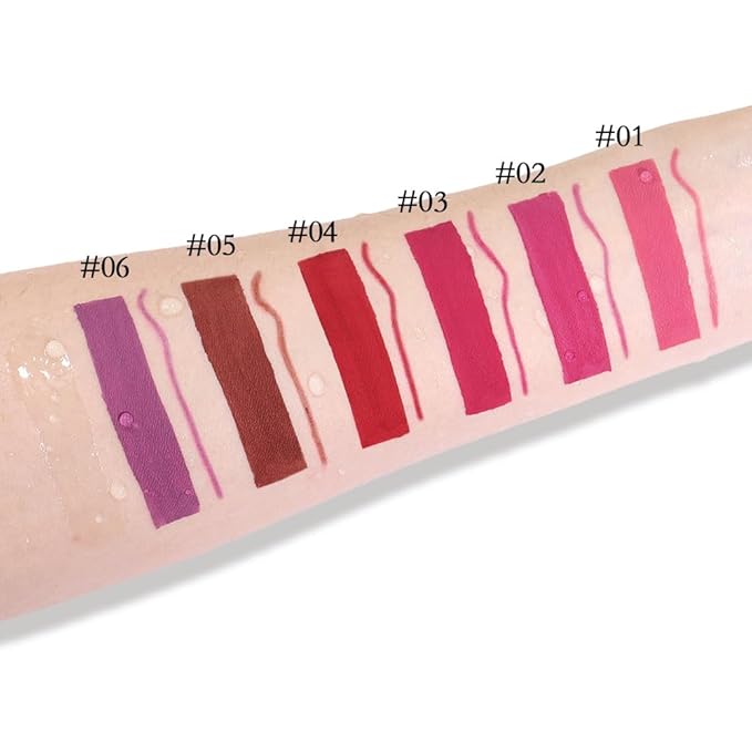 evpct 2Pcs Voilet Matte Lip Liner and Lipstick Pencils Lip Gloss Stains Makeup Set Kit for Women Long Lasting Waterproof 24