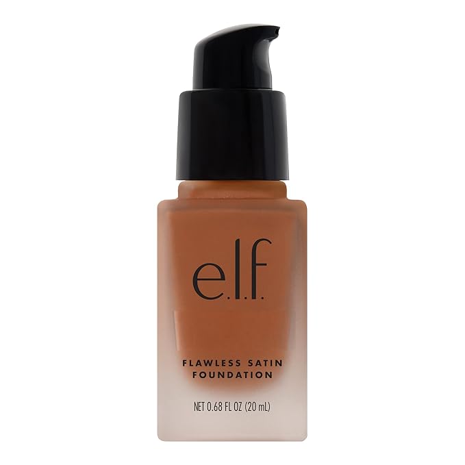 e.l.f. Flawless Satin Foundation, Lightweight & Medium Coverage, Semi-Matte Finish, Vegan & Cruelty-Free, Coco, 0.68 Fl Oz (20mL)