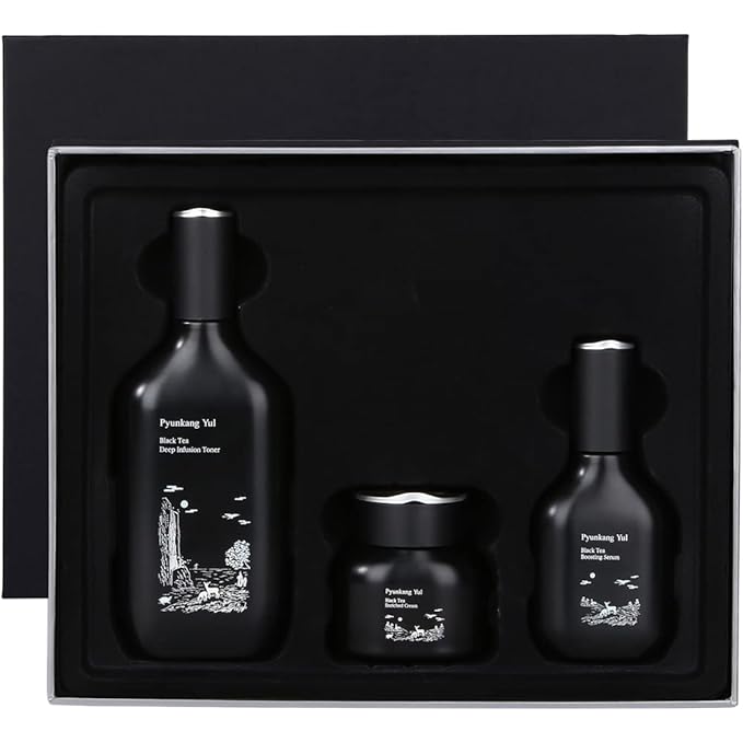 [PKY] Pyunkang Yul Black Tea Line Gift Box Set, Deep Nurishment for Anti-aging, Rich Moisture Toner, Revitalizing Serum & Nourishing Cream, Zero-Irritation (3-item set)