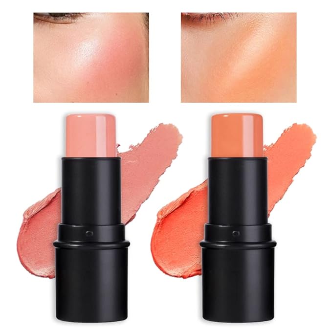 evpct 2Pcs Shimmer Orange Cream Blush Stick for