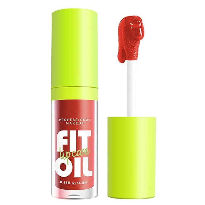 Hydrating Lip Oil, Big Brush Head Lip Glaze Shiny Transparent Lip Glow Oil, Nourishing & Non-sticky Long Lasting Fresh Clear Smooth Lip Care Plumping Lip Oil (# 08)