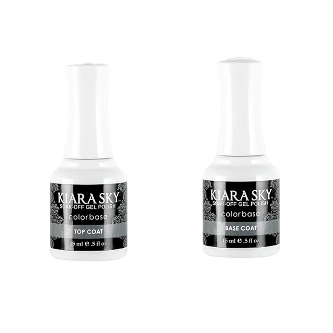 KIARA SKY Soak Off Gel Polish Top Coat 0.5 fl oz + Base Coat 0.5 fl oz Duo