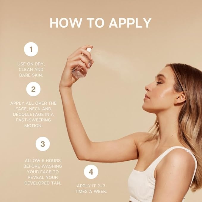 Nuda Face Tan Water | Lightweight and Clear Self Tan Face Mist | Cruelty Free Face Tanner Water with Natural Ingredients | Buildable Spray Tan Solution (75 mL)