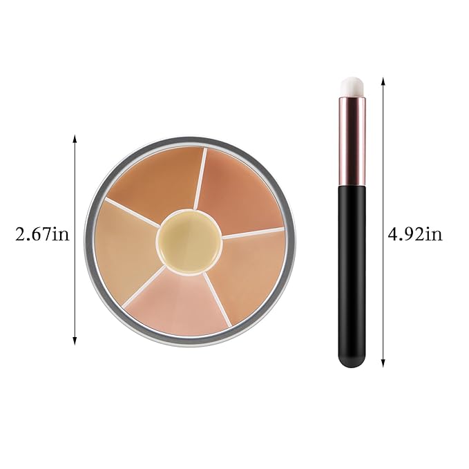 6 Colors Concealer Palette with Brush,Full Coverage,Cream Contouring Marks Scars