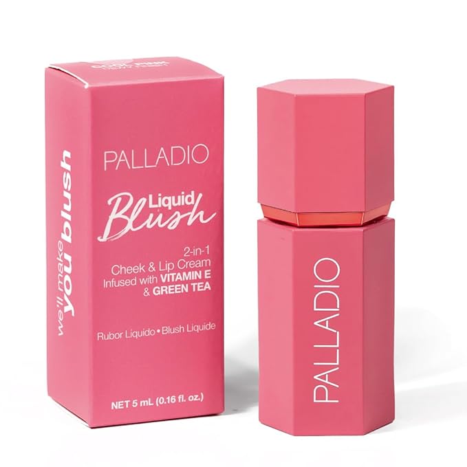 Palladio Liquid Blush for Cheeks & Lips 2-in-1 Cool Pink