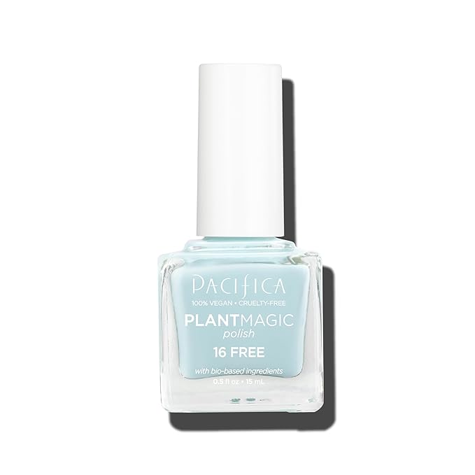 Pacifica Natural Nail Polish – Plant Magic Light Blue Nail Polish, 16-Free Bio-Sourced Formula with Long-Lasting Vibrant Colors for Glossy, Chip-Resistant Nails, Vegan & Cruelty-Free, Ocean Surf