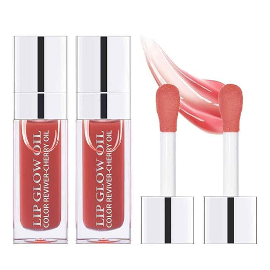 Hydrating Lip Glow Oil, Plumping Lip Gloss, Moisturizing Lip Oil Gloss, Transparent Moisturizing Lip Balm, Natural Lip Plumper, Lip Plumper Gloss Make Lips Fuller and Moisturizing (SZ-2pcs Rosewood)