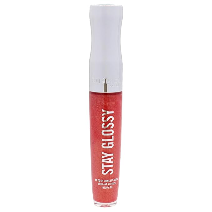 Rimmel Stay Glossy Lip Gloss - Non-Sticky and Lightweight Formula for Lip Color and Shine - 640 All Day Seduction, .18oz