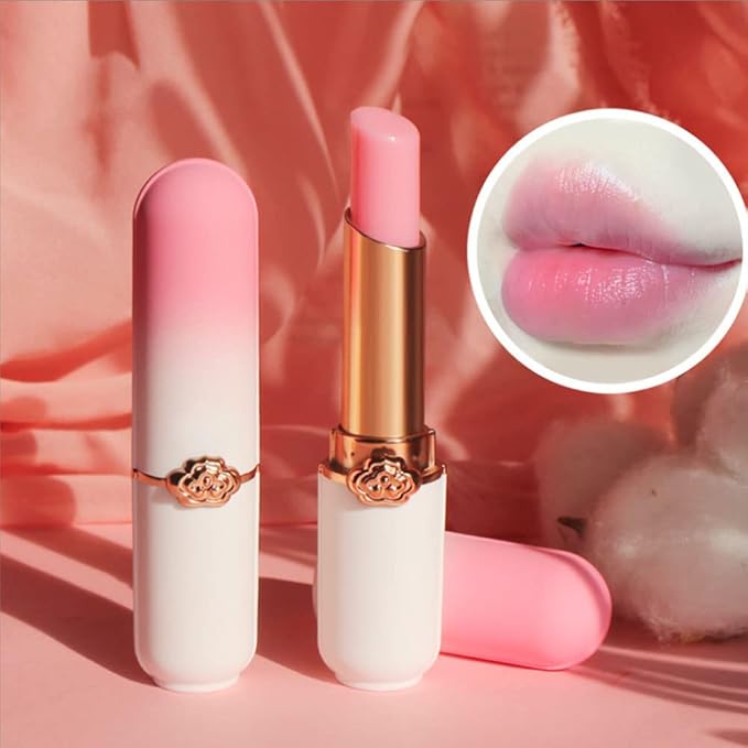 evpct 2Pcs Peach Tinted Lip Balms PH Lip Color Changing Lipstick Balm Stain Gift Set Queen for Women Girls Korean Mood Long Lasting Color Change Light Pink Lipstick Lip Tint Makeup Lip Plumper Gloss