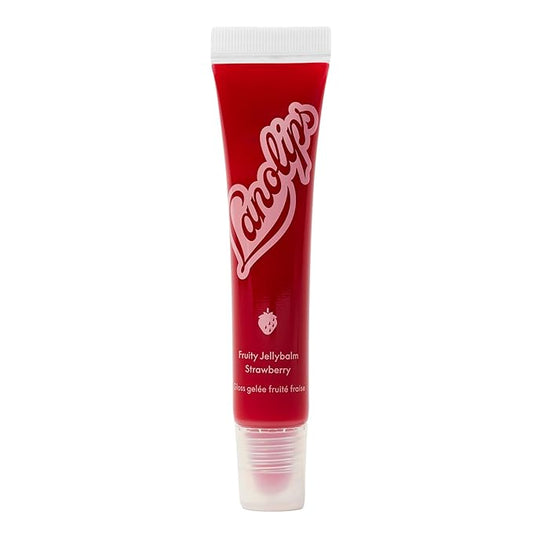 Lanolips Fruity Jellybalm - Tinted Lip Balm to Deepen, Brighten & Enhance - Moisturizing Lanolin Lip Balm & Jelly Lip Gloss - Everyday Lip Makeup - Strawberry (10g / 0.35oz)