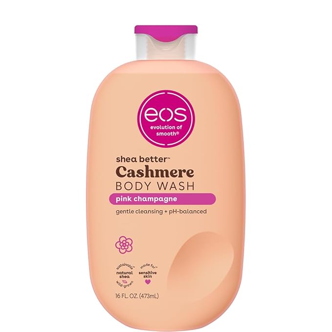 eos Shea Better Cashmere Body Wash, Pink Champagne, Moisturizing and Nourishing, pH Balanced Creamy Gel Formula, Paraben & Phthalate Free, Sensitive Skin,16 fl oz
